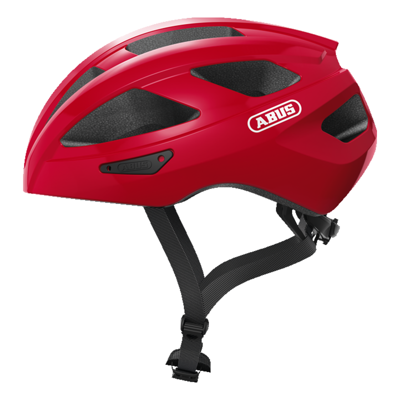 CAPACETE CICLISMO ABUS MACATOR VERMELHO BRILHANTE TAM M 52 58 CM