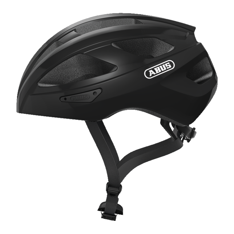 CAPACETE CICLISMO ABUS MACATOR PRETO BRILHANTE TAM G 58 62 CM